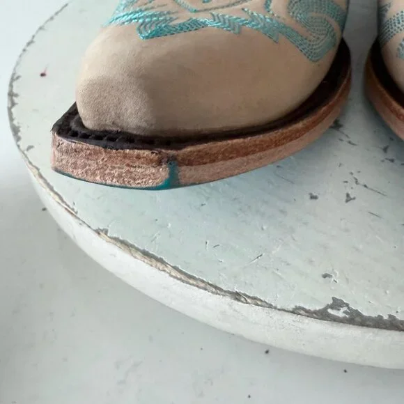 Lane LEXINGTON Womens Cowboy Bootie Sz 9 Sand and Stream Western Cowgirl Boots - Picture 7 of 13